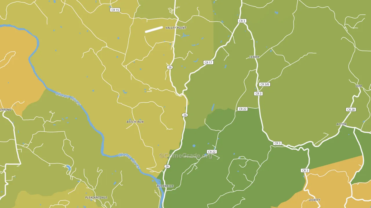 Albright, WV Map of Burglary Rates
