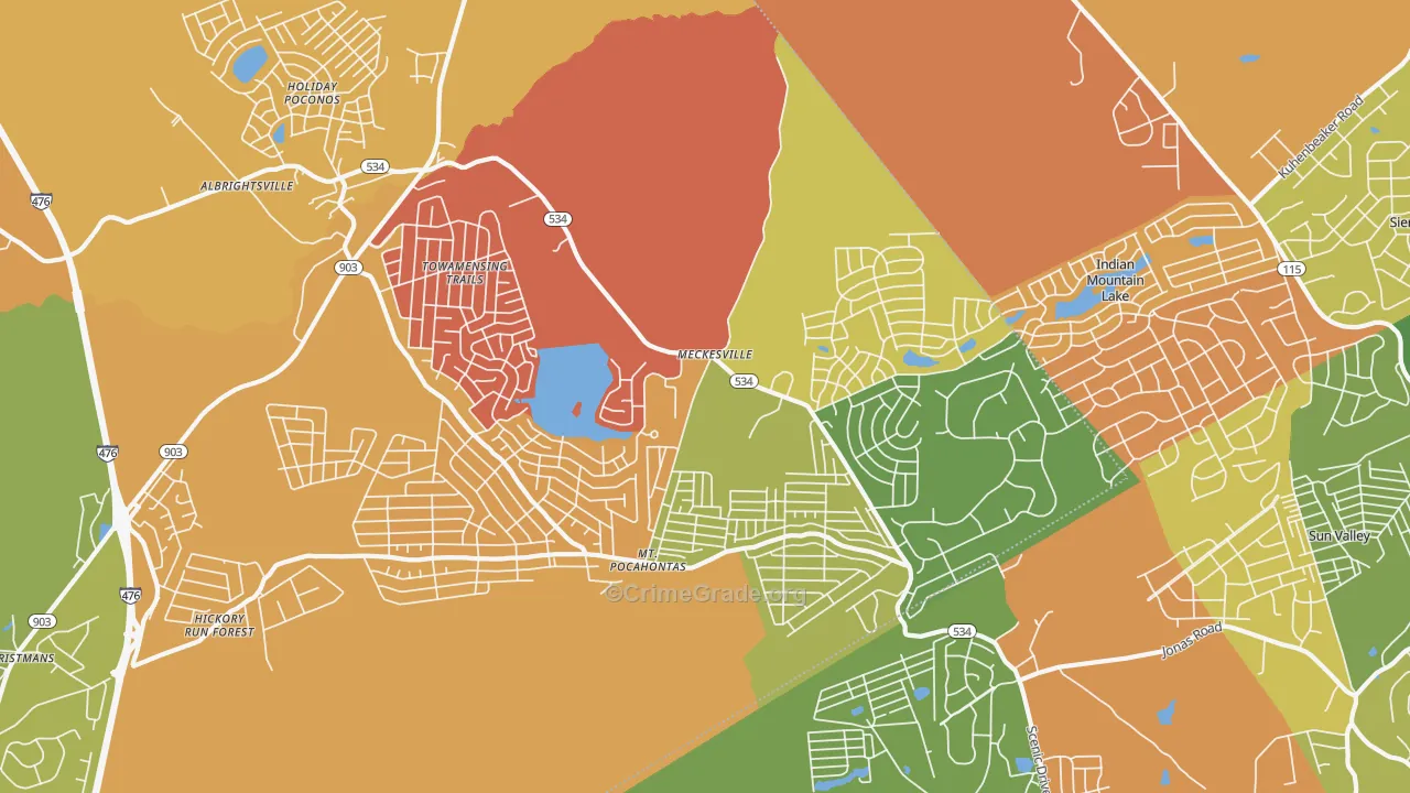 Albrightsville, PA Map of Burglary Rates