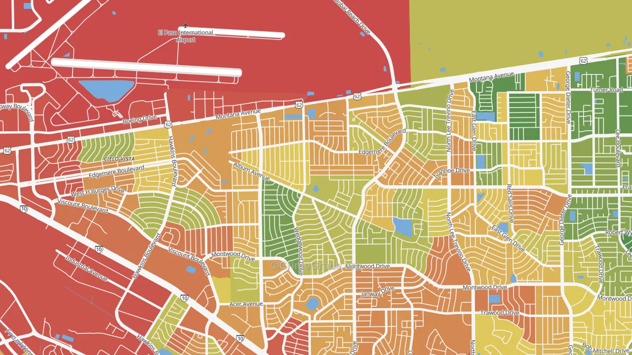 Album Park, El Paso, TX Map of Burglary Rates
