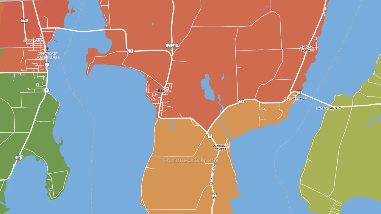Alburg, VT Map of Burglary Rates
