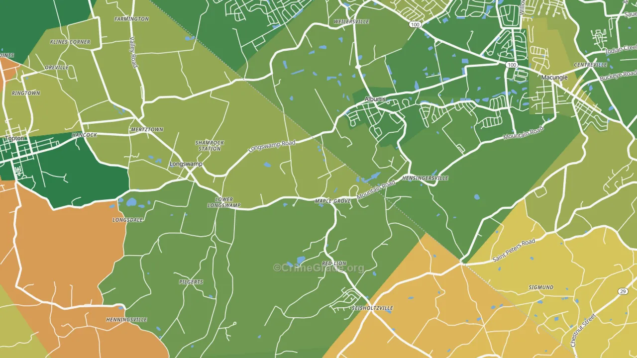 Alburtis, PA Map of Burglary Rates