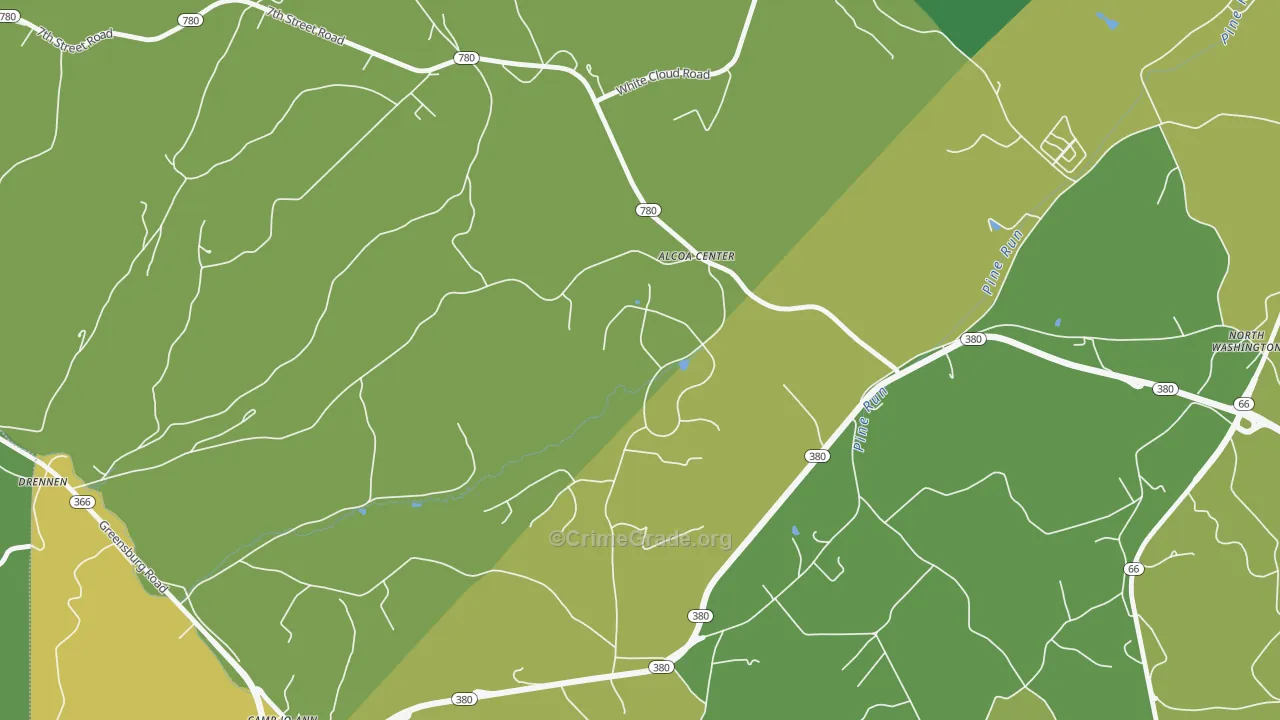 Alcoa Center, PA Map of Burglary Rates
