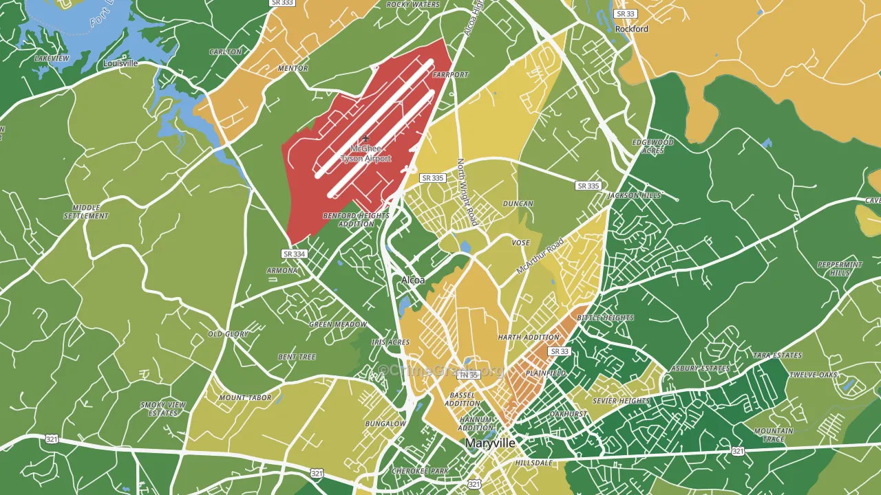 Alcoa, TN Map of Burglary Rates