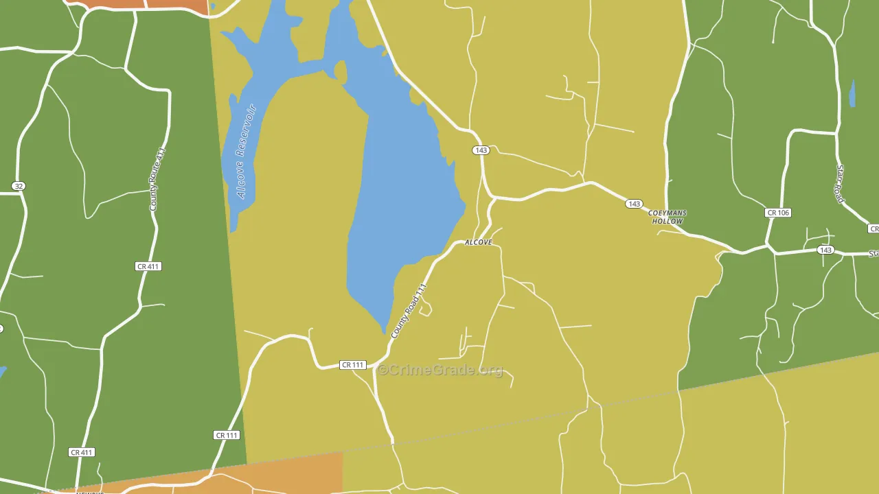 Alcove, NY Map of Burglary Rates