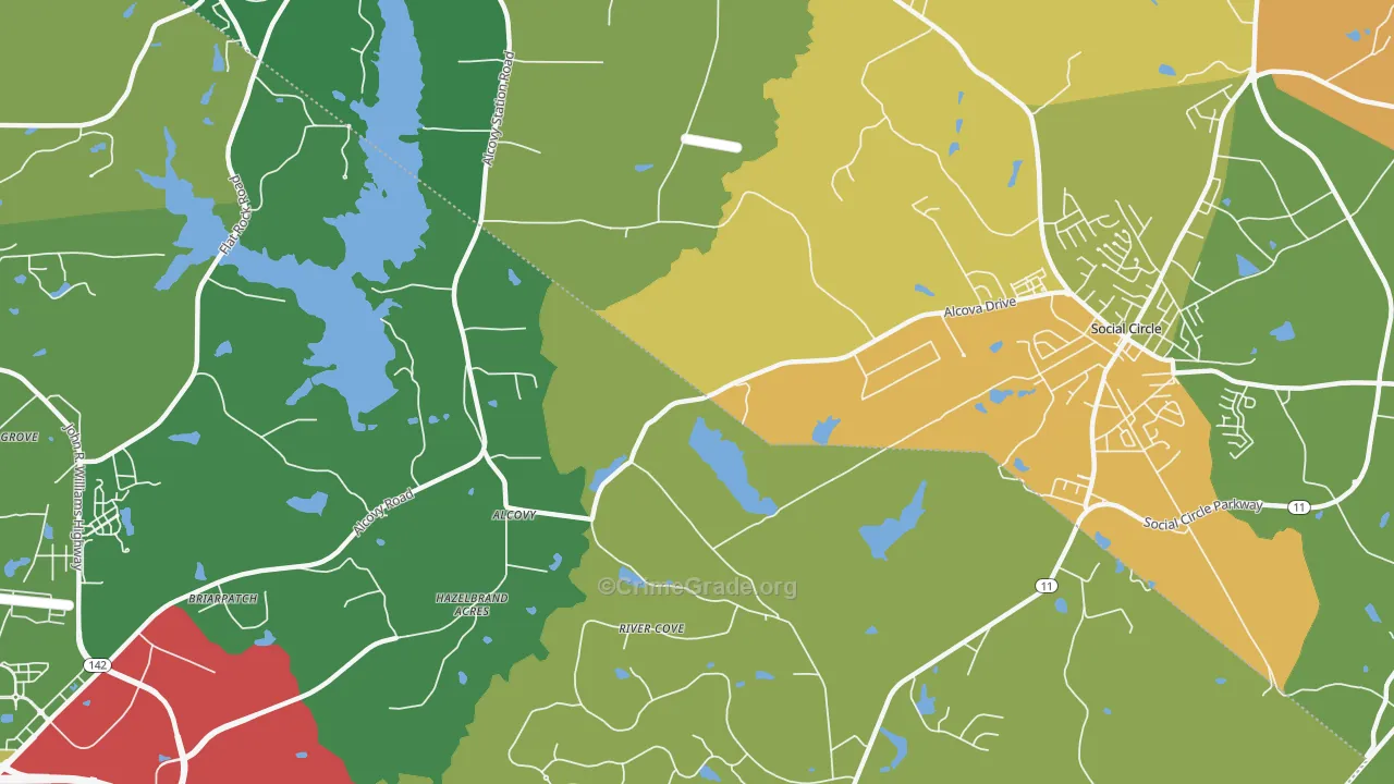Alcovy, GA Map of Burglary Rates
