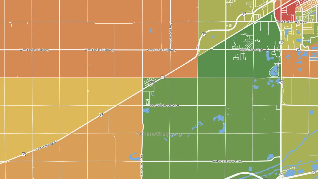 Alda, NE Map of Burglary Rates