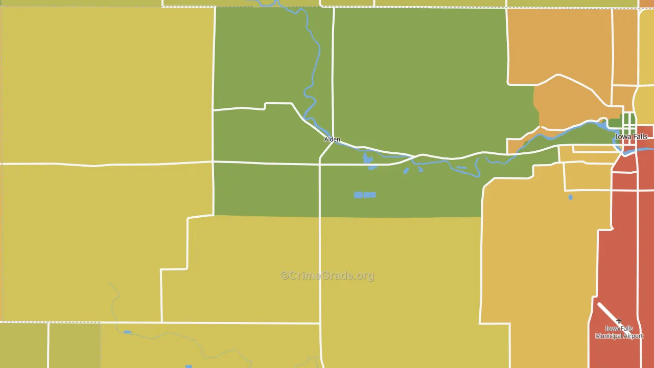 Alden, IA Map of Burglary Rates