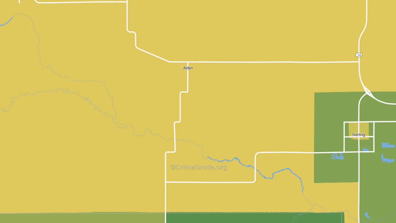Alden, KS Map of Burglary Rates
