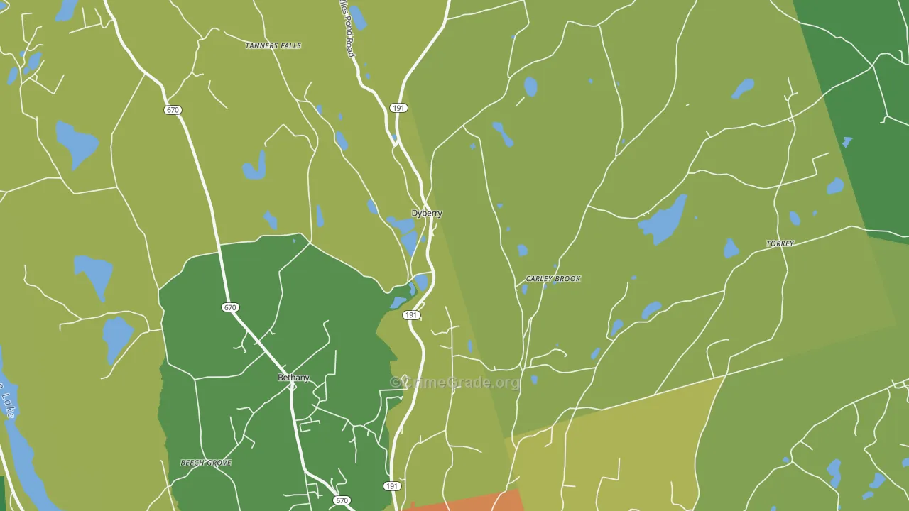 Aldenville, PA Map of Burglary Rates