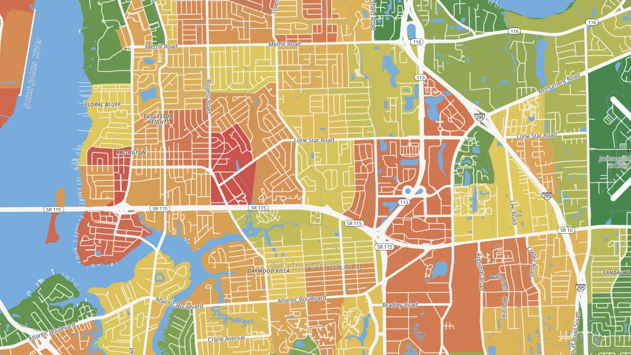 Alderman Park, Jacksonville, FL Map of Burglary Rates