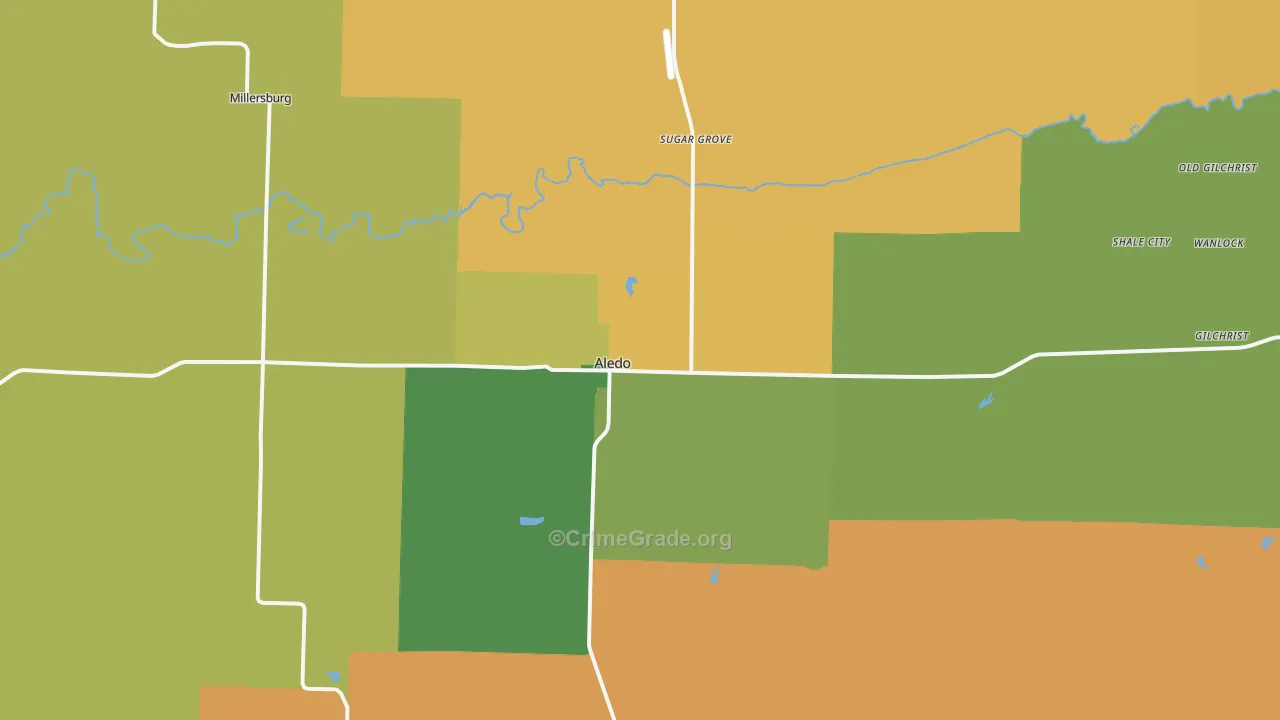 Aledo, IL Map of Burglary Rates