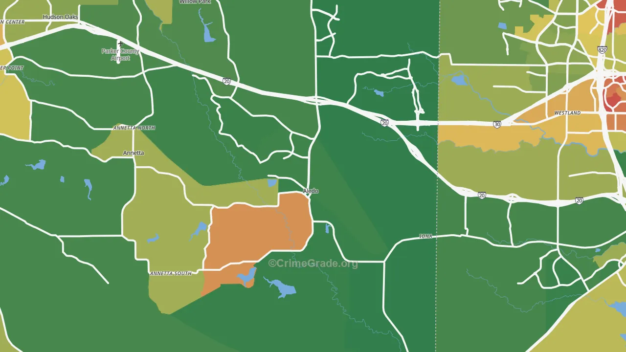 Aledo, TX Map of Burglary Rates
