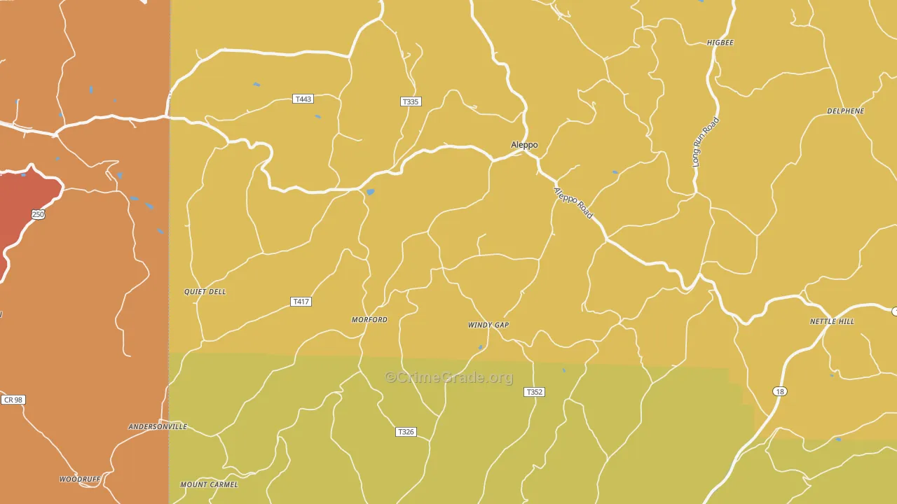 Aleppo, PA Map of Burglary Rates