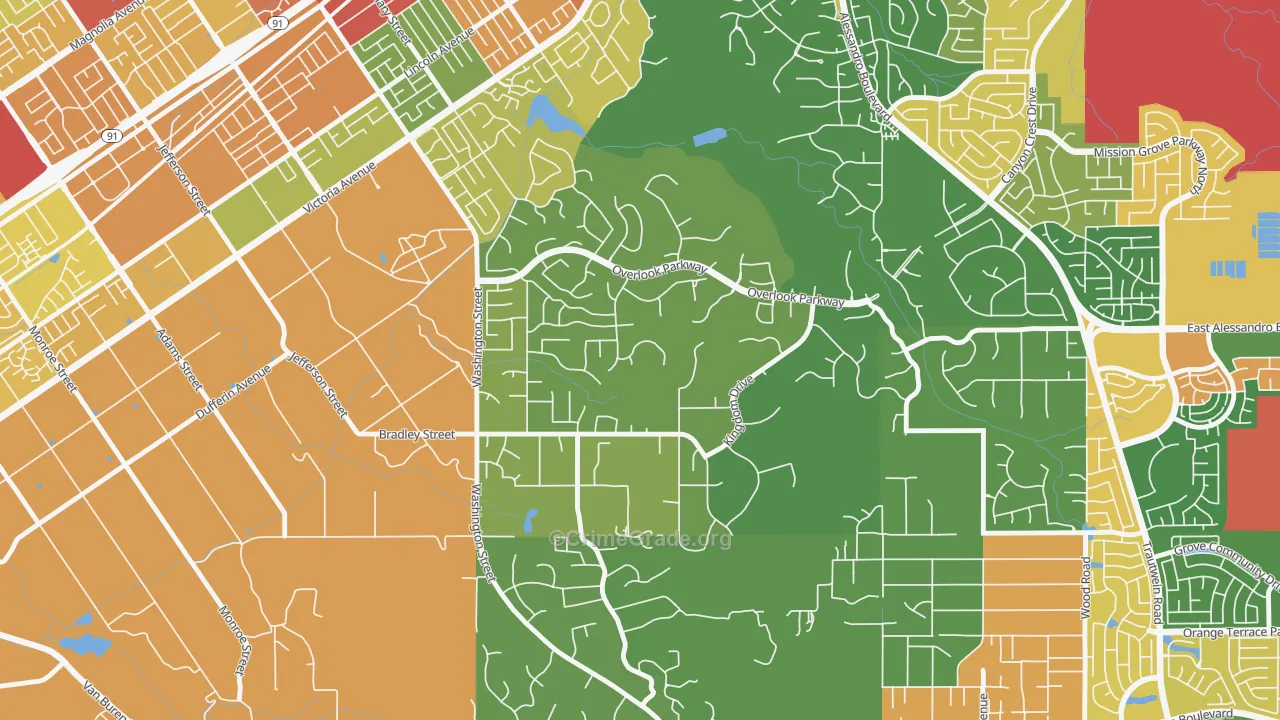 Alessandro Heights, Riverside, CA Map of Burglary Rates
