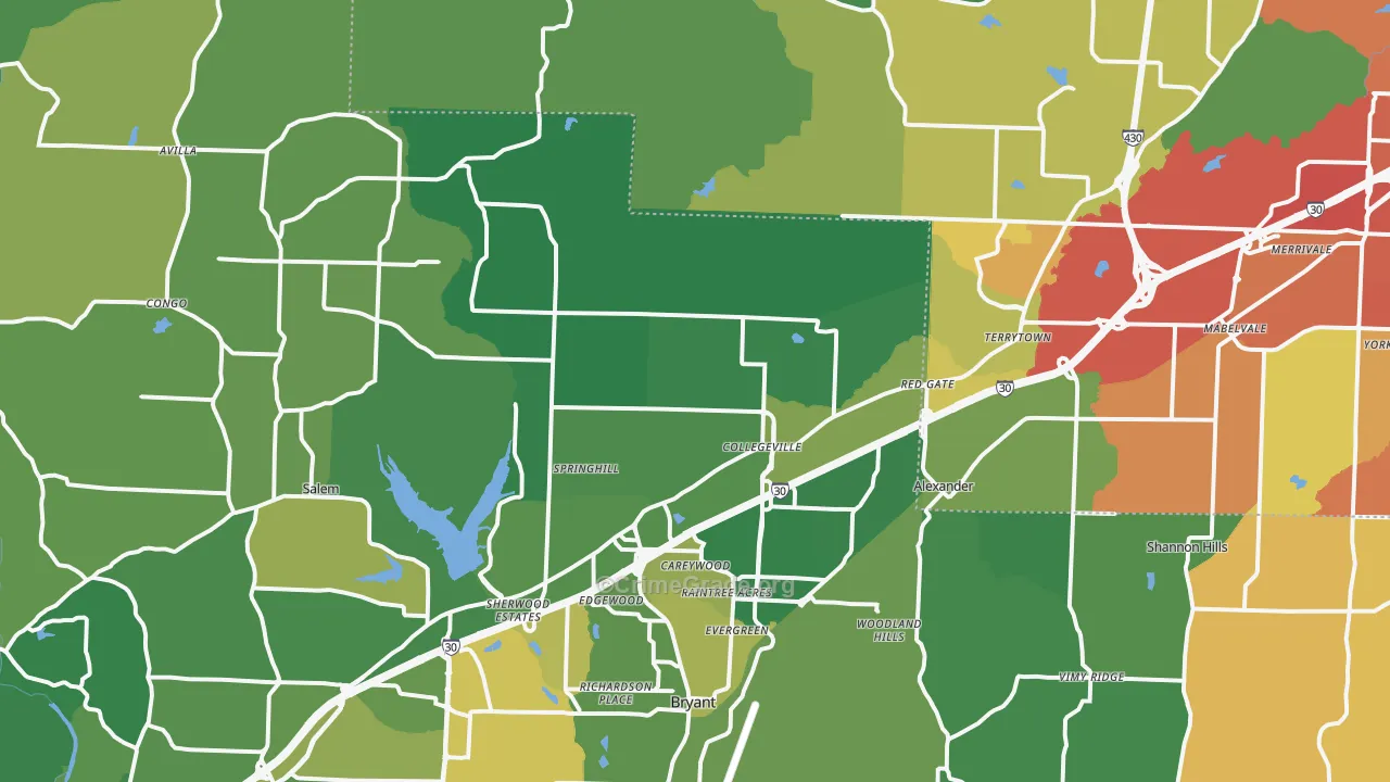 Alexander, AR Map of Burglary Rates