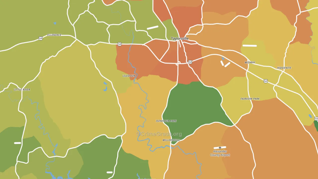 Alexander County, NC Map of Burglary Rates