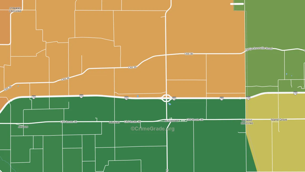 Alexander, IL Map of Burglary Rates