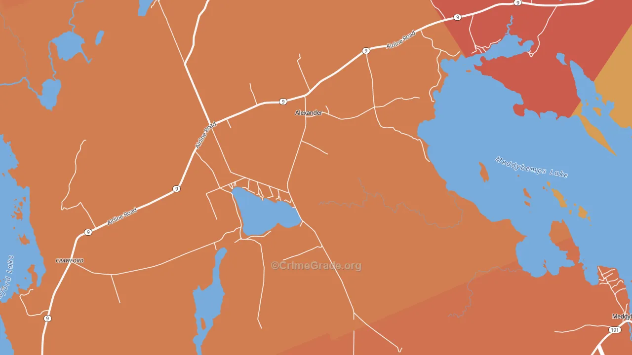 Alexander, ME Map of Burglary Rates