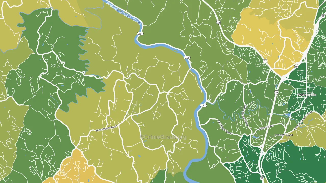 Alexander, NC Map of Burglary Rates