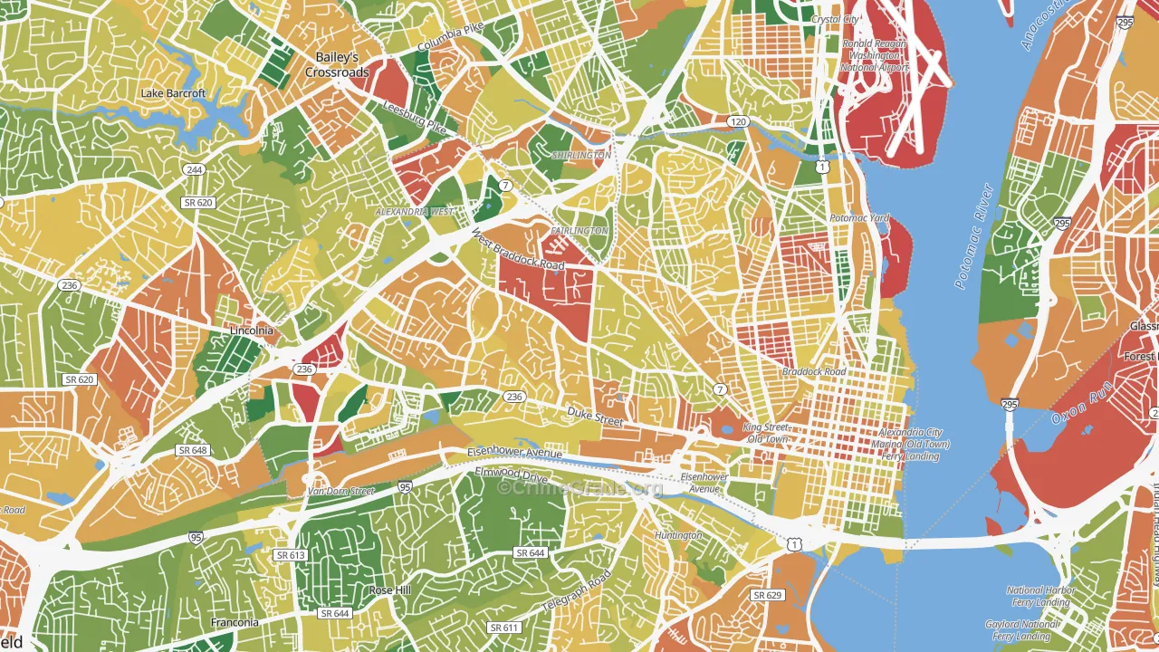 Alexandria City, VA Map of Burglary Rates