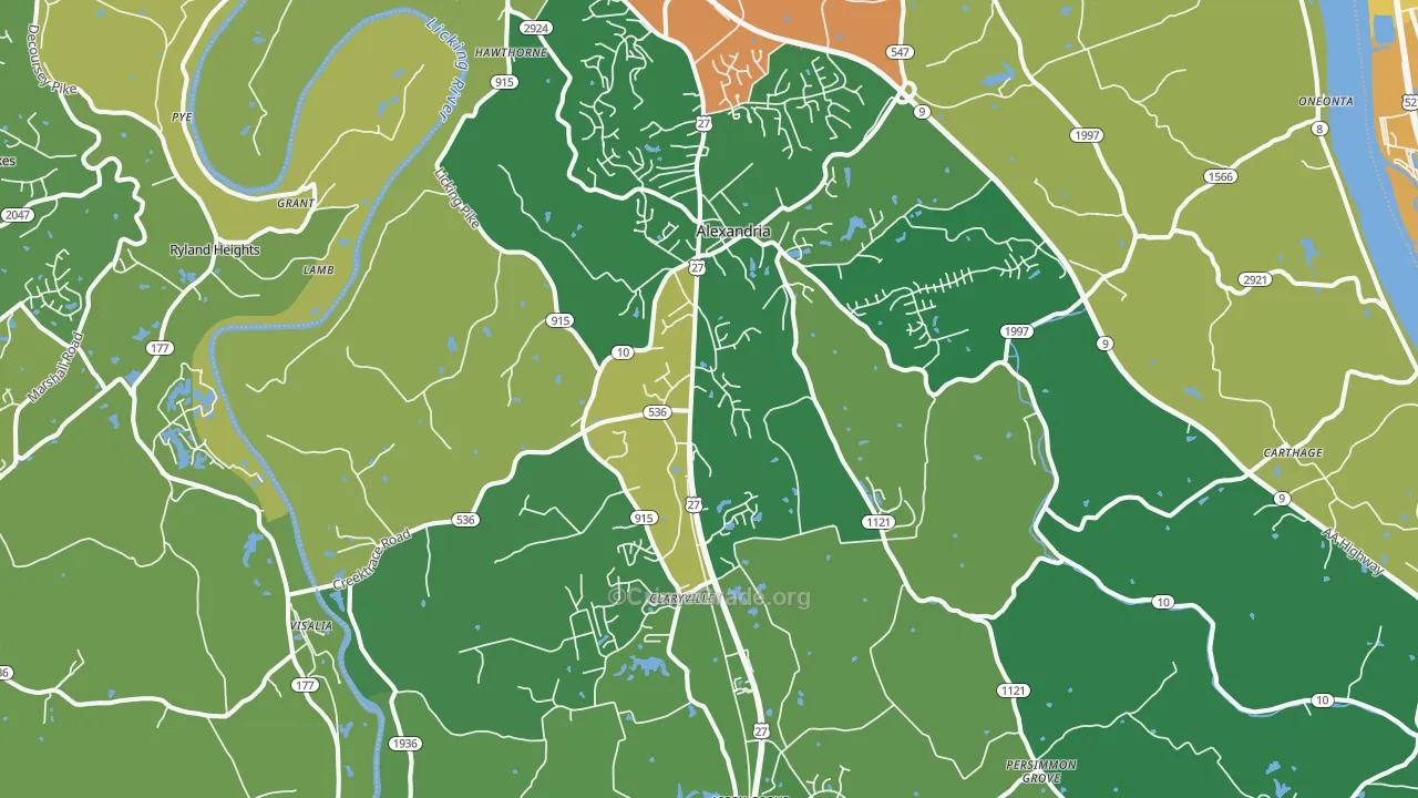 Alexandria, KY Map of Burglary Rates