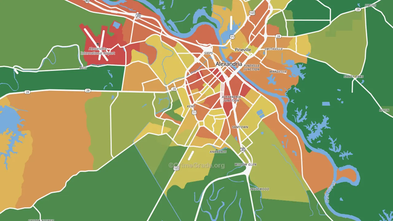 Alexandria, LA Map of Burglary Rates