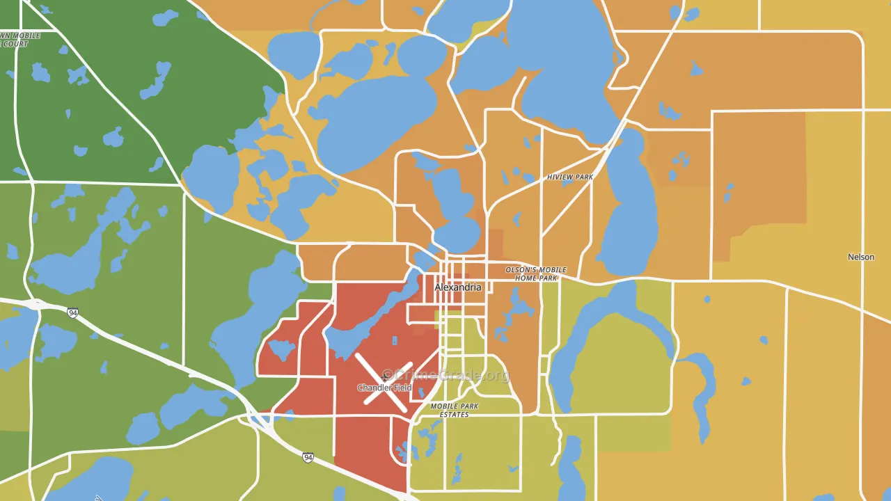 Alexandria, MN Map of Burglary Rates