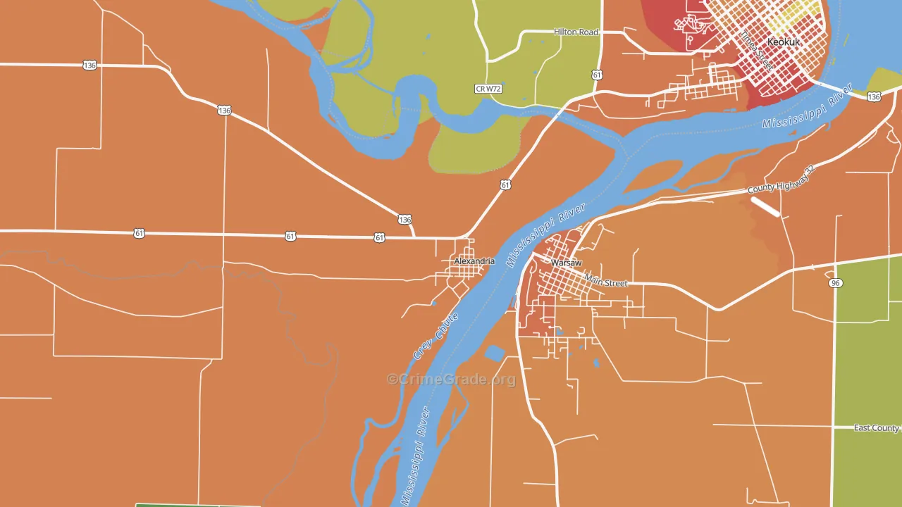 Alexandria, MO Map of Burglary Rates