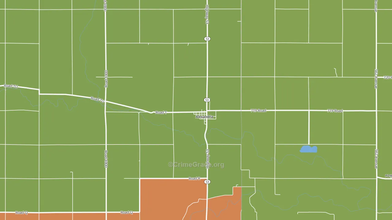 Alexandria, NE Map of Burglary Rates