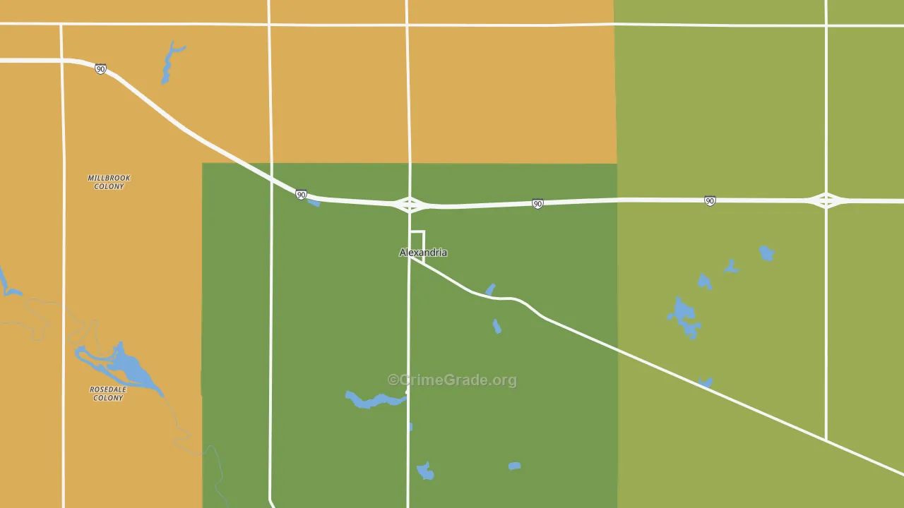 Alexandria, SD Map of Burglary Rates