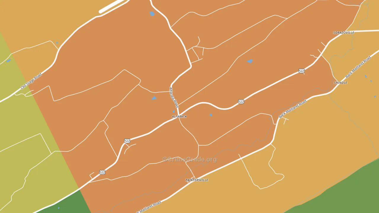 Alfarata, PA Map of Burglary Rates
