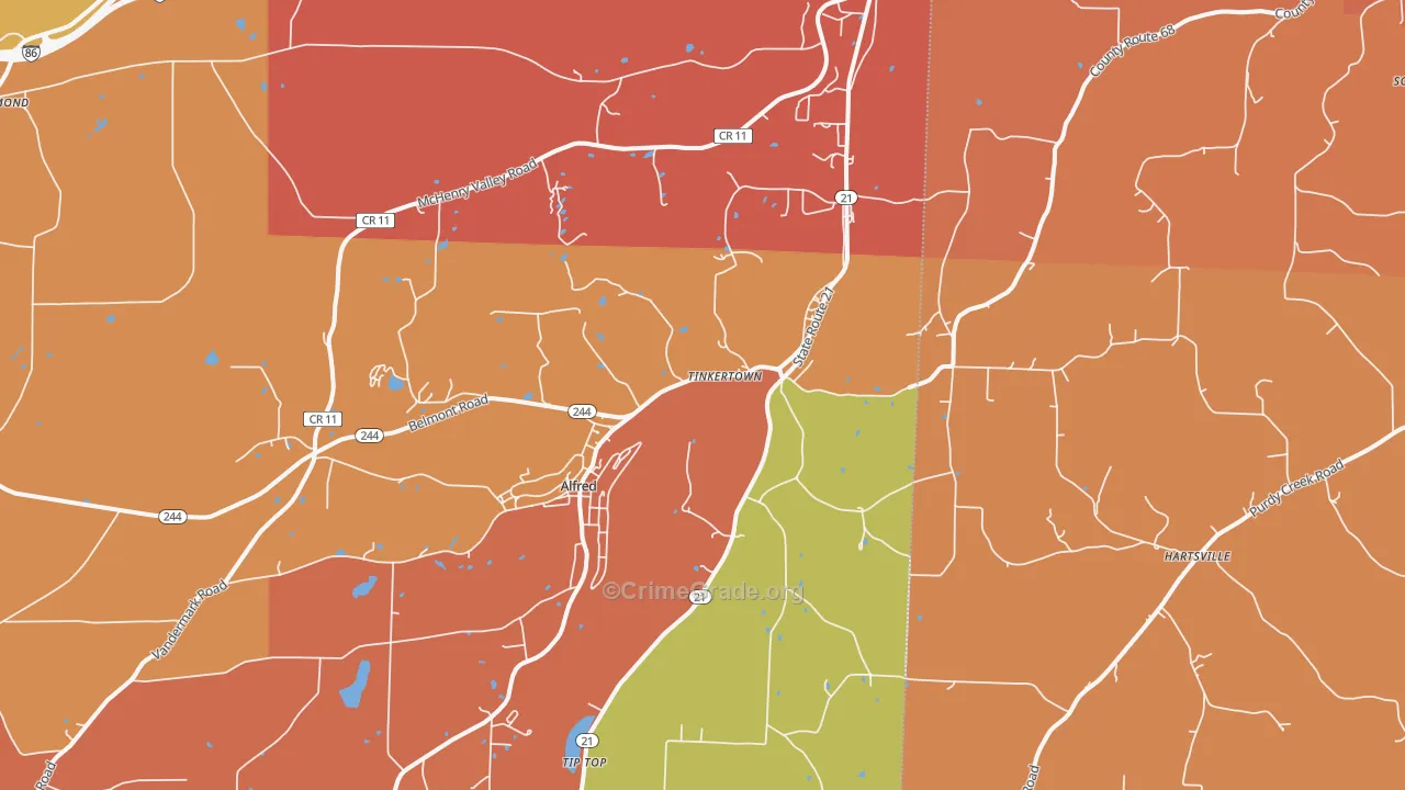 Alfred Station, NY Map of Burglary Rates