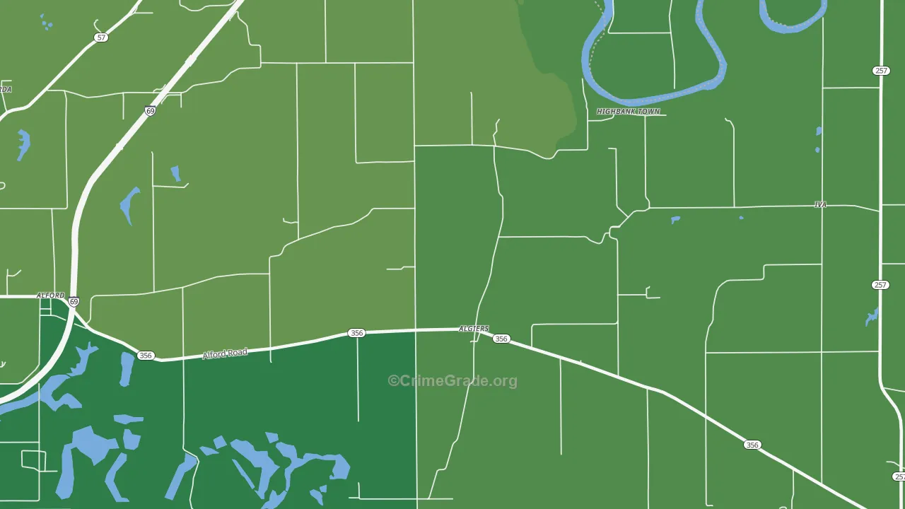 Algiers, IN Map of Burglary Rates