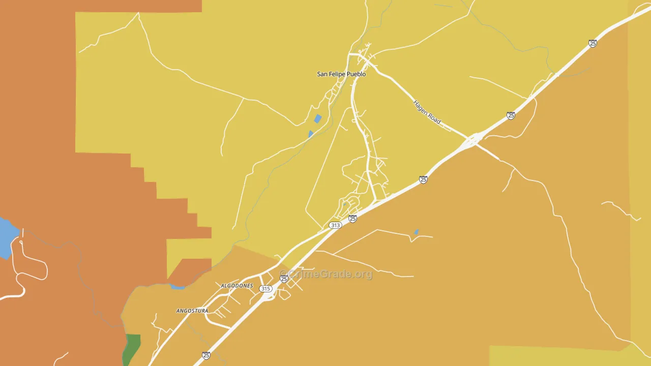 Algodones, NM Map of Burglary Rates