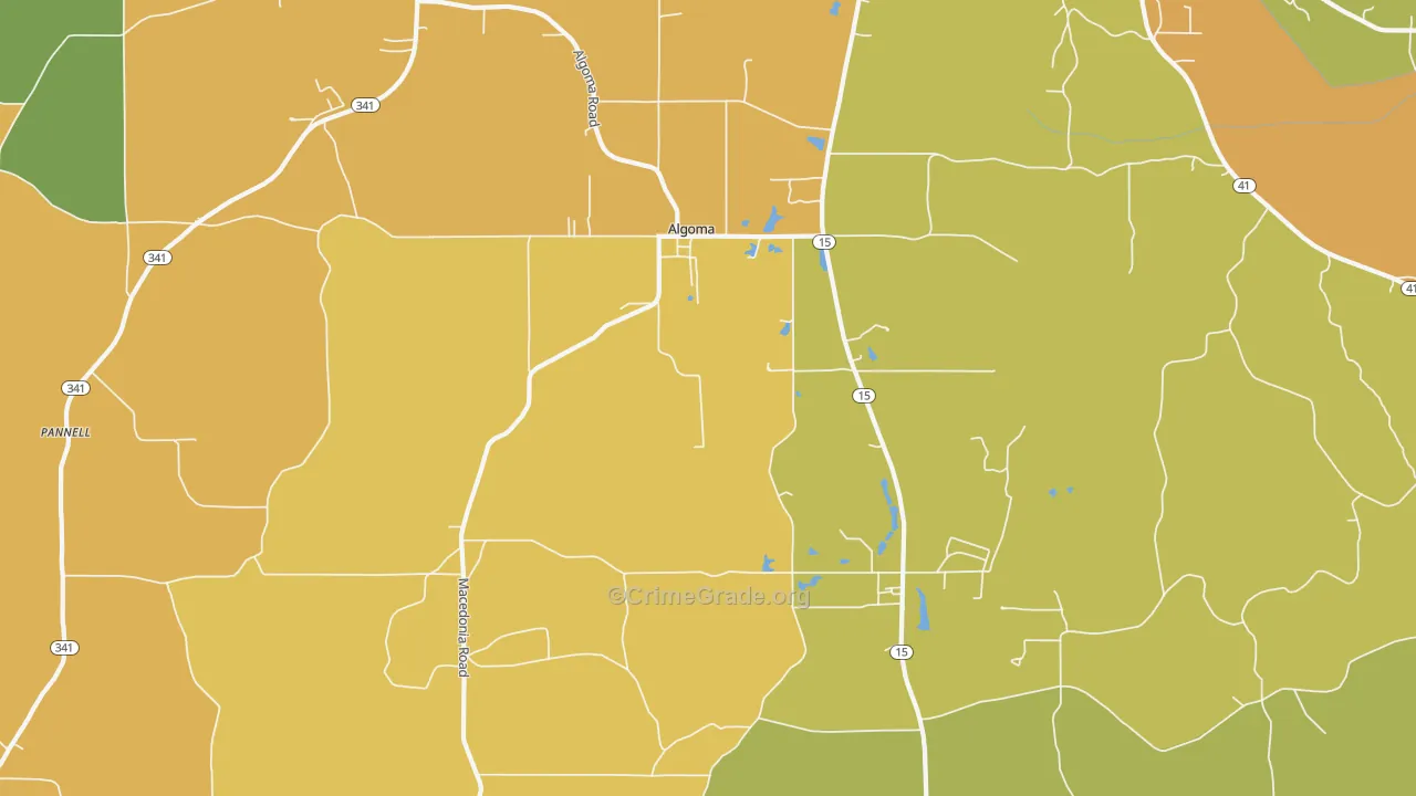 Algoma, MS Map of Burglary Rates