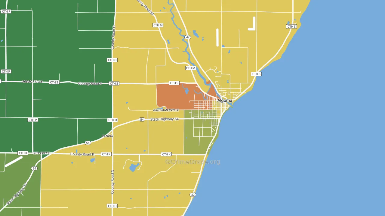 Algoma, WI Map of Burglary Rates