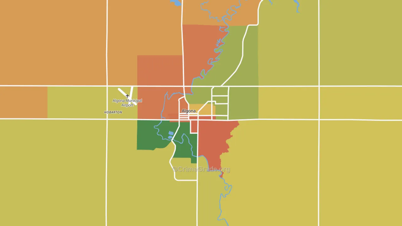 Algona, IA Map of Burglary Rates