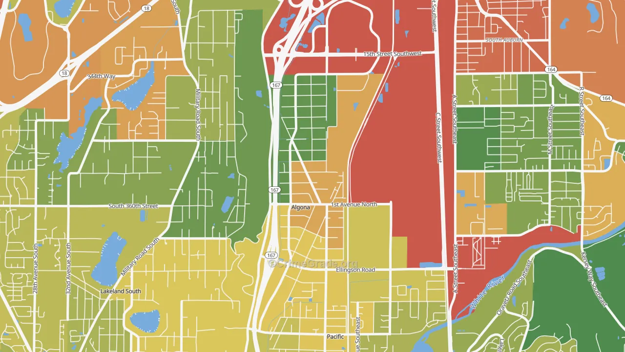 Algona, WA Map of Burglary Rates