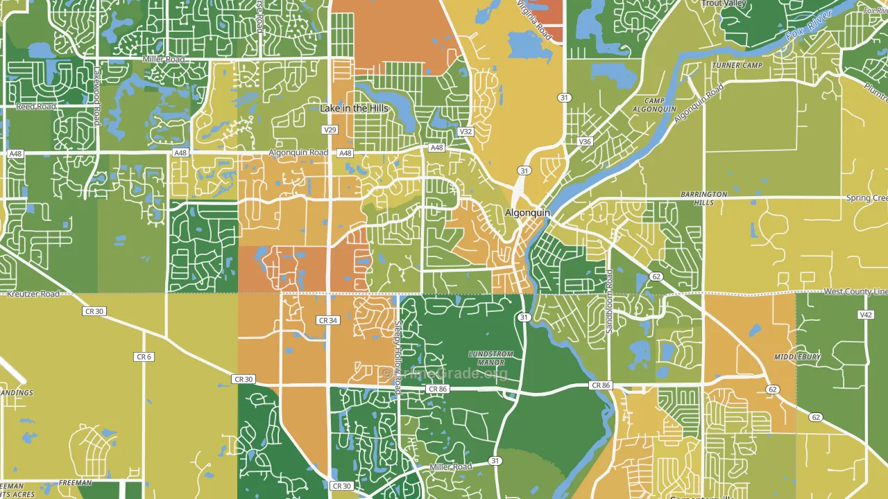 Algonquin, IL Map of Burglary Rates