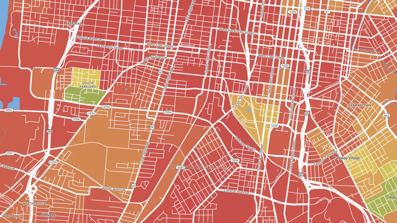 Algonquin, Louisville, KY Map of Burglary Rates