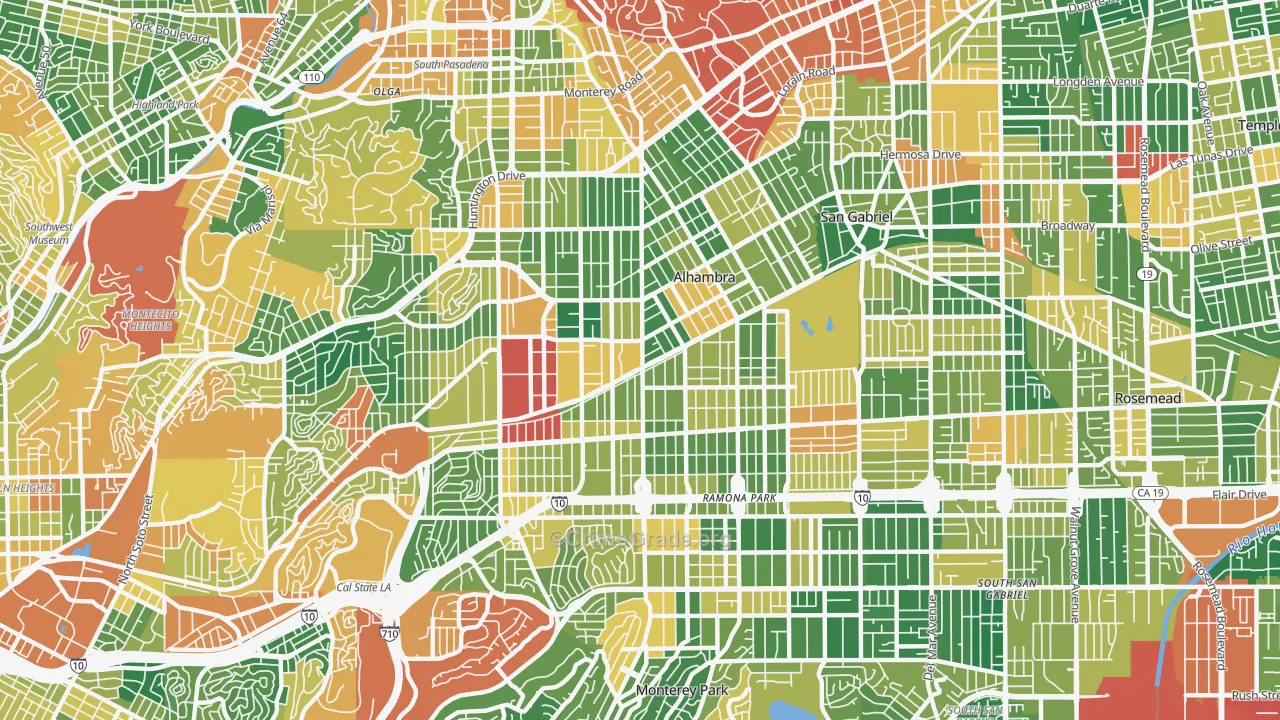 Alhambra, CA Map of Burglary Rates