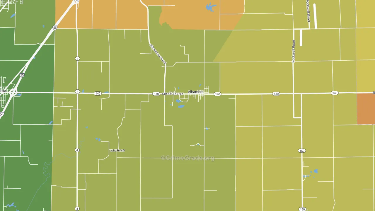 Alhambra, IL Map of Burglary Rates