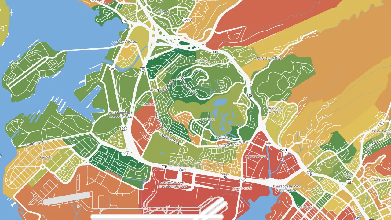 Aliamanu, Honolulu, HI Map of Burglary Rates