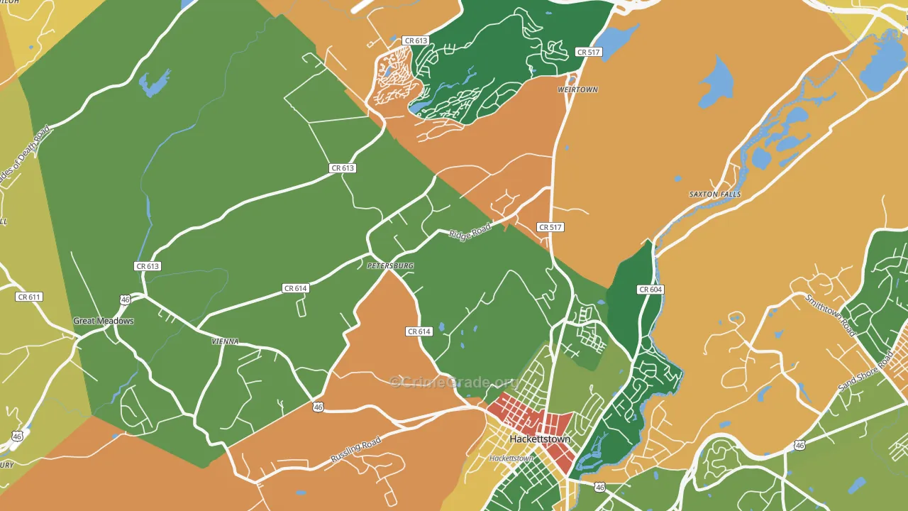 Allamuchy, NJ Map of Burglary Rates