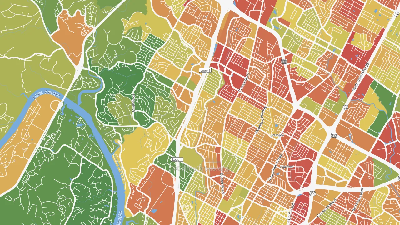 Allandale, Austin, TX Map of Burglary Rates