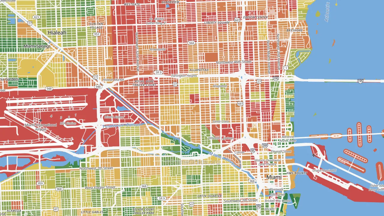 Allapattah, Miami, FL Map of Burglary Rates