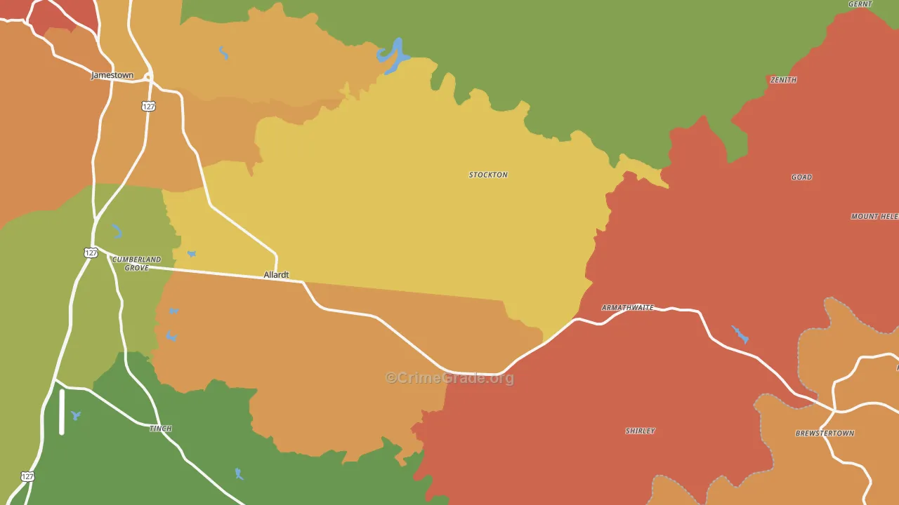 Allardt, TN Map of Burglary Rates
