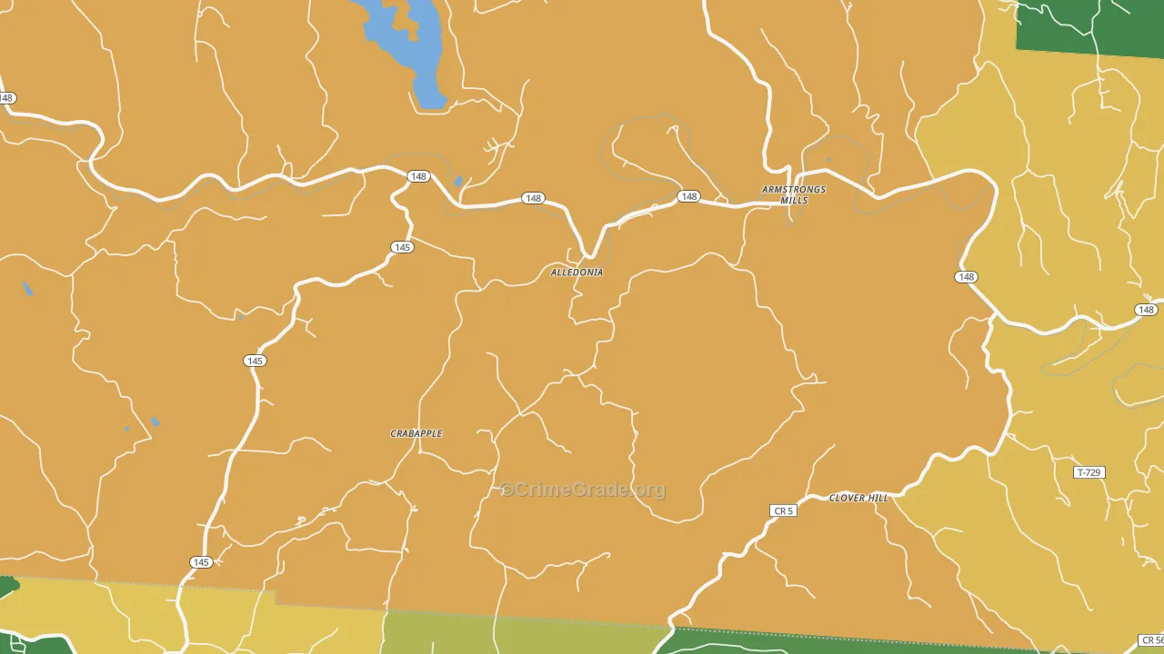 Alledonia, OH Map of Burglary Rates