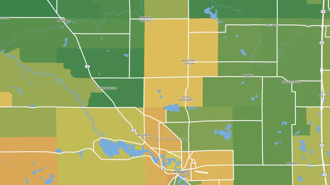 Allegan County, MI Map of Burglary Rates