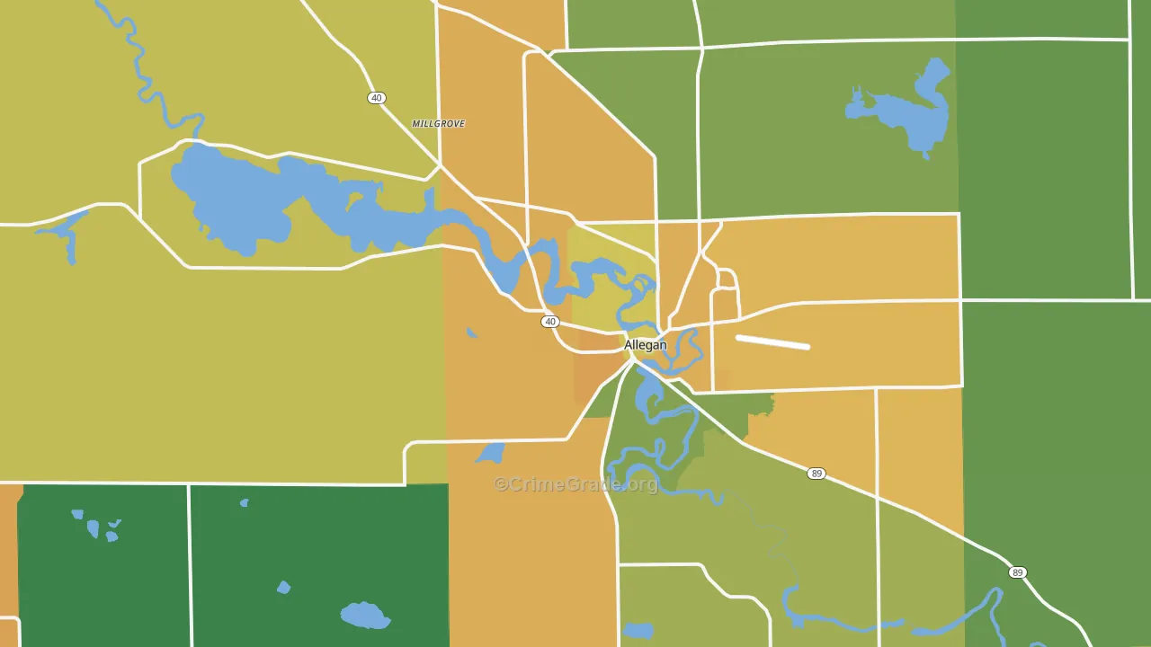 Allegan, MI Map of Burglary Rates